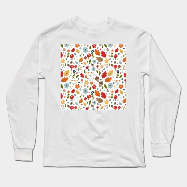 Fall Autumn Woodland Floral Long Sleeve T-Shirt by KathrinLegg